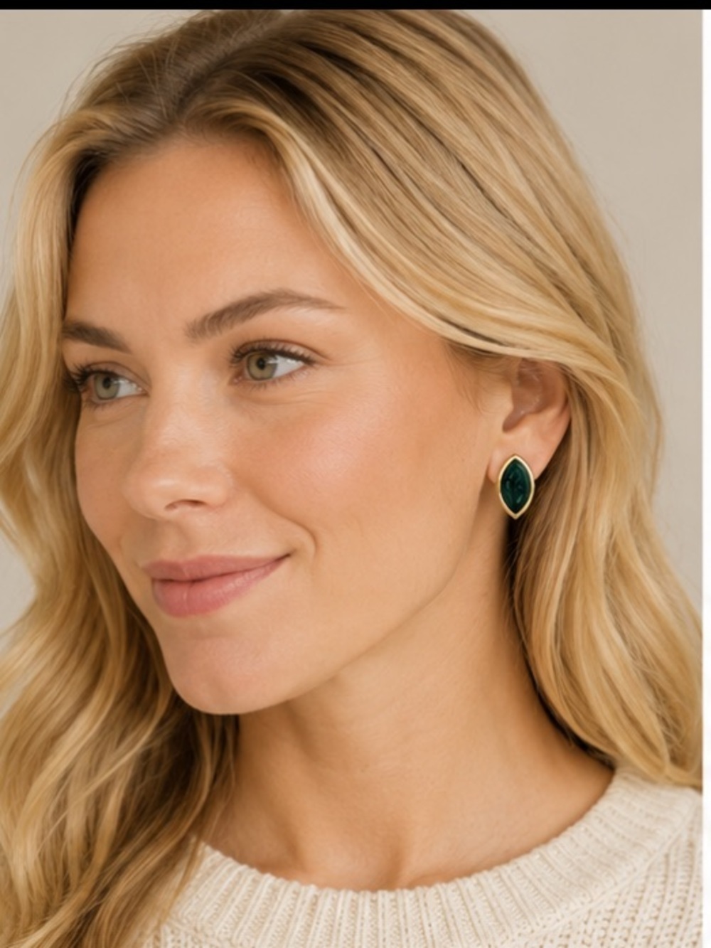 Gigi Green Marbled Enamel Gold Tone Stud Earrings Surgical Steel Posts
